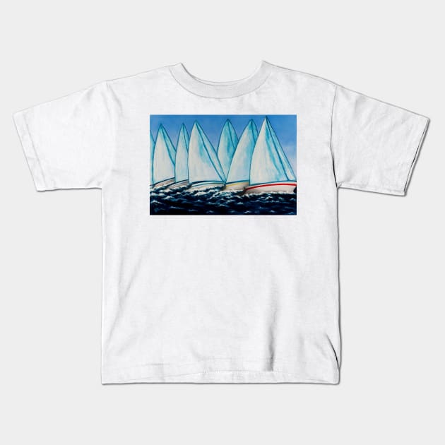 Regatta Blue Kids T-Shirt by LisaLorenz